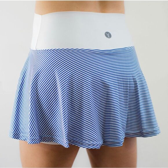 Faye + Floire Pleated Mini Tennis Pickleball Skort Blue and White Medium - Picture 2 of 8